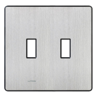 Lutron Fassada 2 Gang Wall Plate for Traditional Style Dimmers or Switches, Metal Finish, FW-2-SS, Stainless Steel