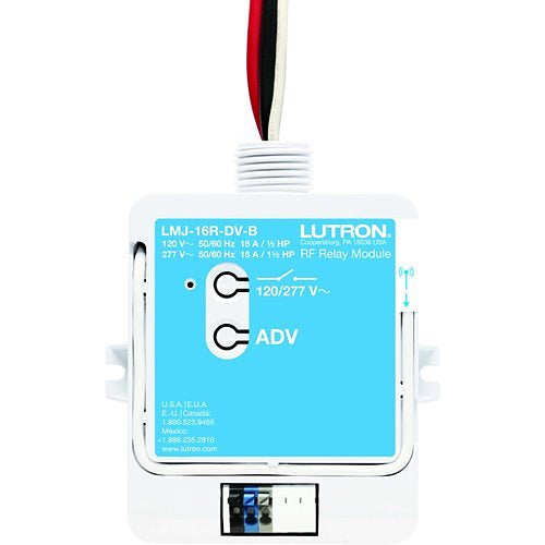Lutron RF Relay Module with Softswitch, 16A Lighting/.5 HP(120V), 1.5 HP(277V) Motor, 120/277V, LMJ-16R-DV-B