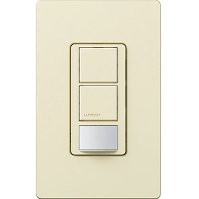 Lutron Maestro Partial-On Dual Circuit Motion Sensor Switch, 6A Light, 120-277V, Single Pole, Ground or Neutral Required, MS-OPS6-DDV-AL, Almond