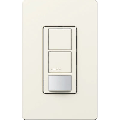 Lutron Maestro Partial-On Dual Circuit Motion Sensor Switch, 6A Light, 120-277V, Single Pole, Ground or Neutral Required, MS-OPS6-DDV-BI, Biscuit