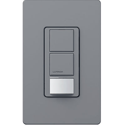 Lutron Maestro Partial-On Dual Circuit Motion Sensor Switch, 6A Light, 120-277V, Single Pole, Ground or Neutral Required, MS-OPS6-DDV-GR, Gray