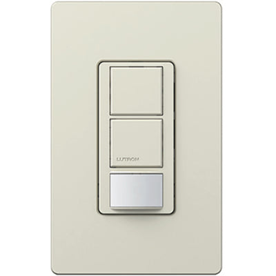 Lutron Maestro Partial-On Dual Circuit Motion Sensor Switch, 6A Light, 120-277V, Single Pole, Ground or Neutral Req'd, MS-OPS6-DDV-LA, Light Almond