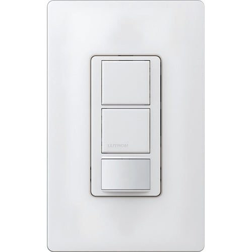 Lutron Maestro Partial-On Dual Circuit Motion Sensor Switch, 6A Light, 120-277V, Single Pole, Ground or Neutral Required, MS-OPS6-DDV-SW, Snow