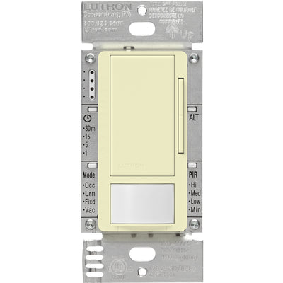 Lutron Maestro 0-10V Motion Sensor/Dimmer Switch, 8A, Neutral Optional, 120-277V, Single Pole/Multi-Location, MS-Z101-AL, Almond