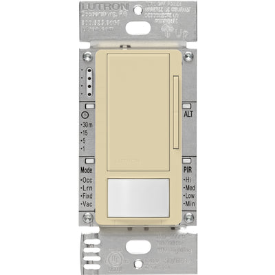 Lutron Maestro 0-10V Motion Sensor/Dimmer Switch, 8A, Neutral Optional, 120-277V, Single Pole/Multi-Location, MS-Z101-IV, Ivory