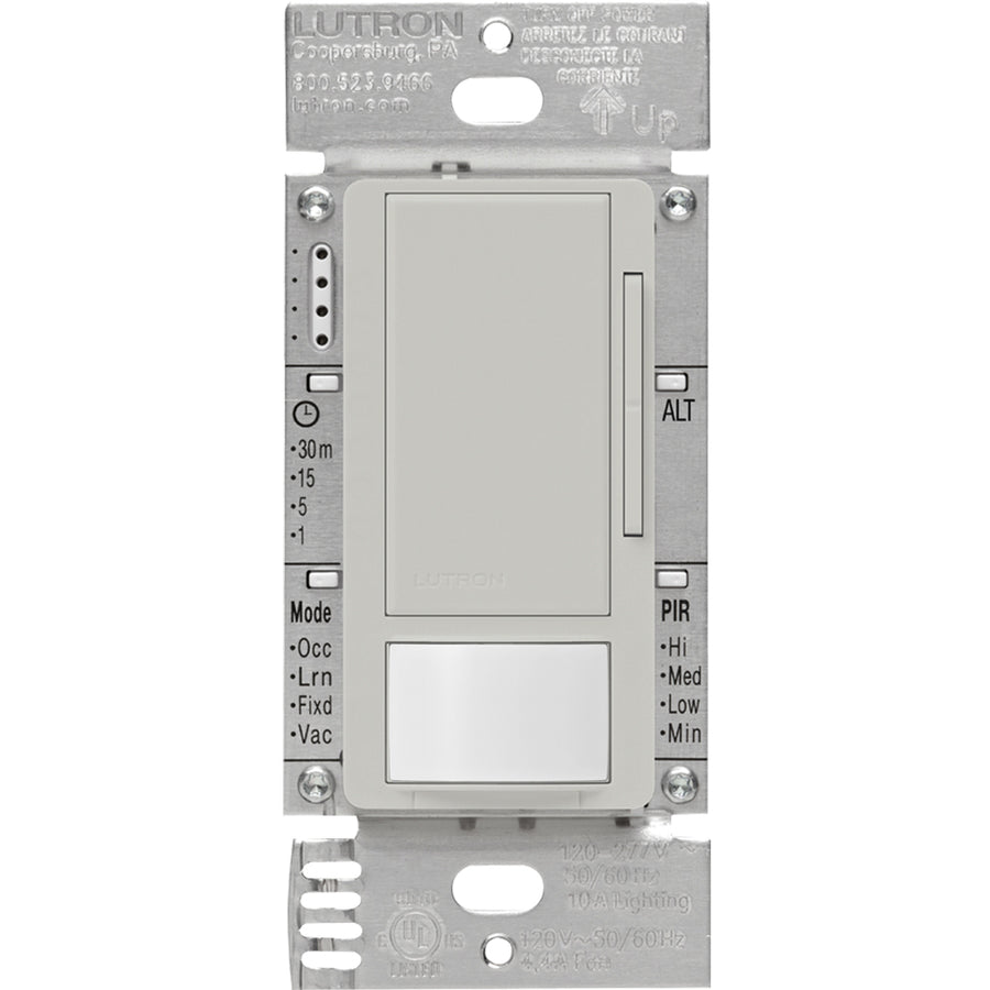 Lutron Maestro 0-10V Motion Sensor/Dimmer Switch, 8A, Neutral Optional, 120-277V, Single Pole/Multi-Location, MS-Z101-PD, Palladium