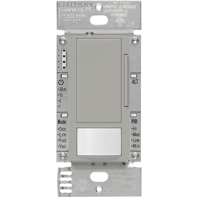 Lutron Maestro 0-10V Vacancy Sensor Dimmer Switch, 8A, Neutral Optional, 120-277V, Single Pole/Multi-Location, MS-Z101-V-GR, Gray