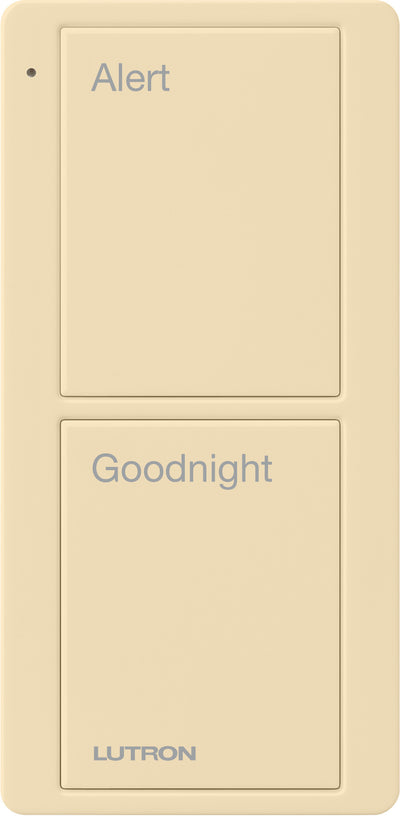 Lutron 2-Button Scene Pico Smart Remote, with Pre-Engraved Text-"Alert/Goodnight", PJ2-2B-GIV-P02, Ivory