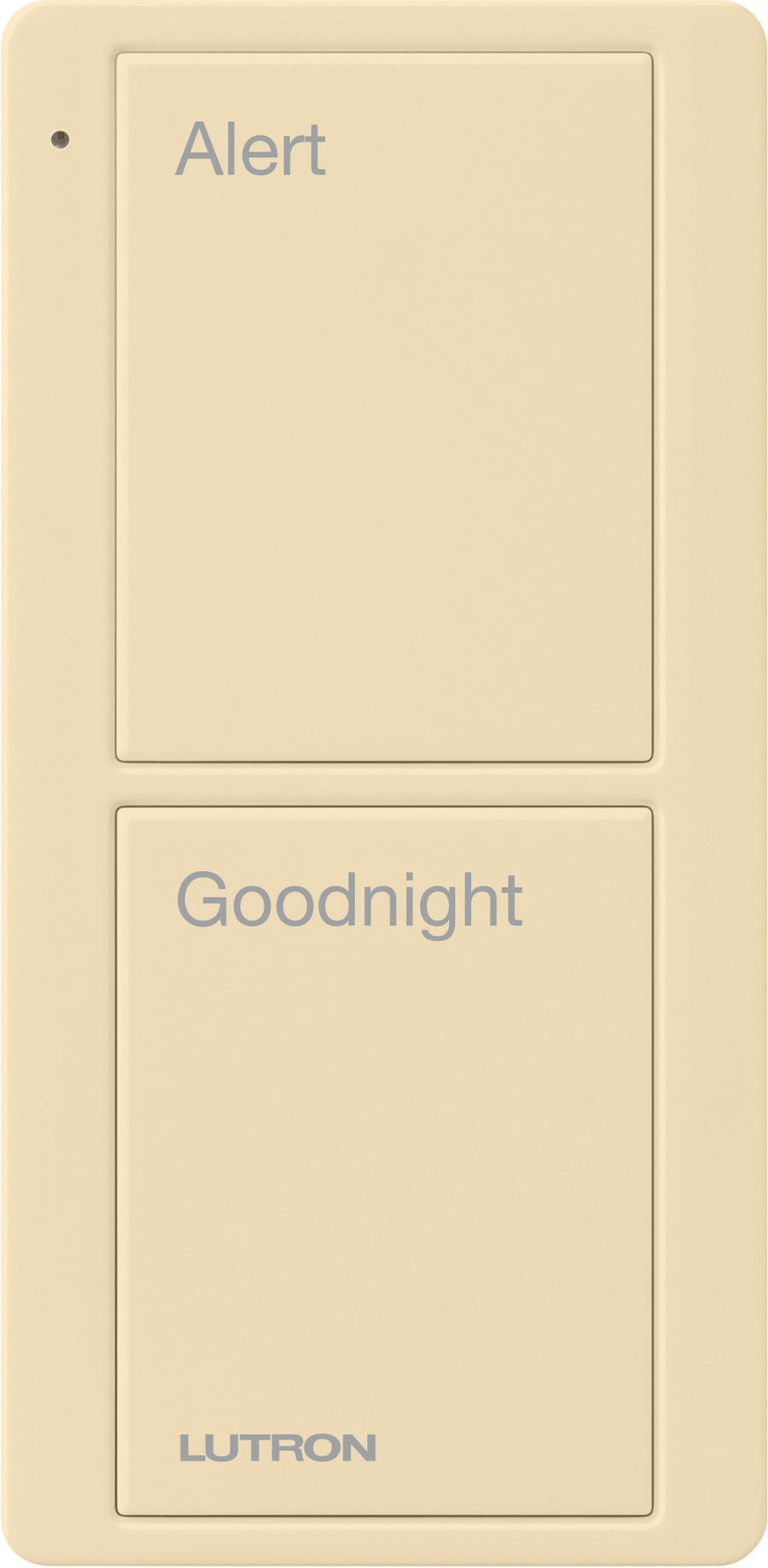 Lutron 2-Button Scene Pico Smart Remote, with Pre-Engraved Text-"Alert/Goodnight", PJ2-2B-GIV-P02, Ivory