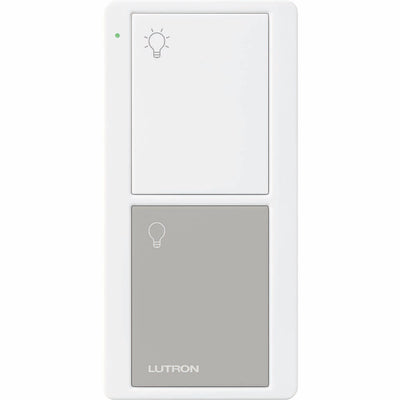 Lutron 2-Button Pico Smart Remote, with Light Icons, PJ2-2B-GWG-L01, White/Gray