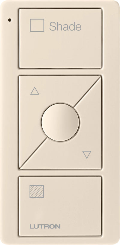 Lutron Pico 3-Button Smart Remote, Raise/Lower, Preset, Shade Icons, Light Almond, PJ2-3BRL-GLA-S02