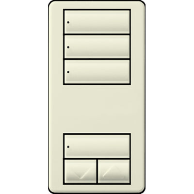 Lutron seeTouch LED+ Wall Keypad, Works with RA3 Systems, 3 Scene with 1 Raise/Lower, Neutral Required, 120V, RRD-W3S-BI, Biscuit