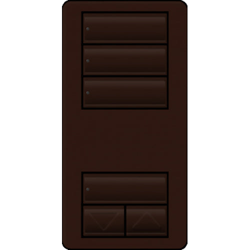 Lutron seeTouch LED+ Wall Keypad, Works with RA3 Systems, 3 Scene with 1 Raise/Lower, Neutral Required, 120V, RRD-W3S-BR, Brown