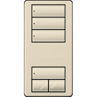 Lutron seeTouch LED+ Wall Keypad, Works with RA3 Systems, 3 Scene with 1 Raise/Lower, Neutral Required, 120V, RRD-W3S-LA, Light Almond