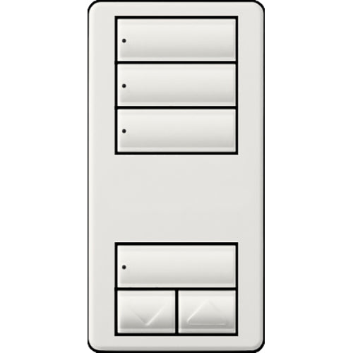 Lutron seeTouch LED+ Wall Keypad, Works with RA3 Systems, 3 Scene with 1 Raise/Lower, Neutral Required, 120V, RRD-W3S-SW, Snow White