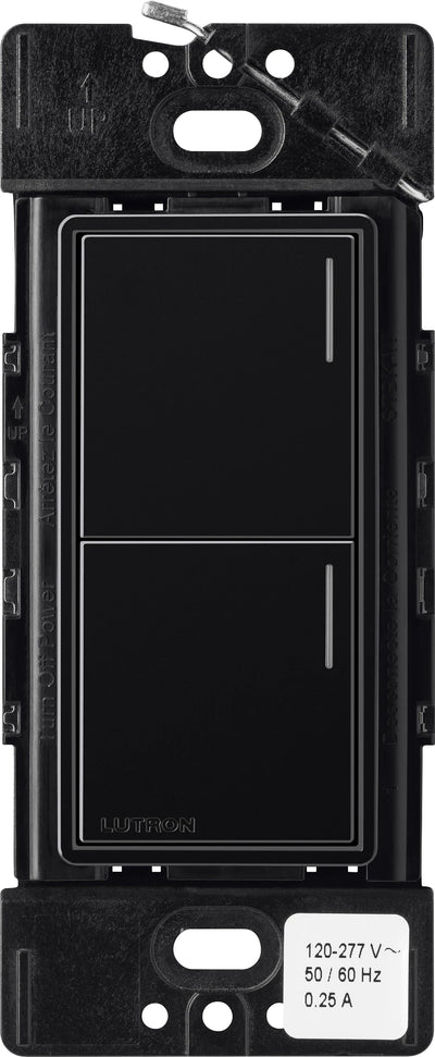 Lutron RadioRA 3 Sunnata RF Hybrid 2-Button Keypad, 120-277V, Black, RRST-HN2B-BL