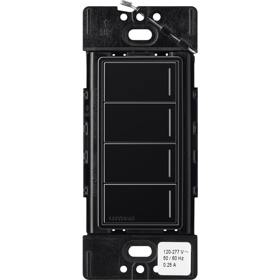 Lutron RadioRA 3 Sunnata RF Hybrid 4-Button Keypad, 120-277V, Black, RRST-HN4B-BL