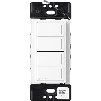 Lutron RadioRA 3 Sunnata RF Hybrid 4-Button Keypad, 120-277V, Brilliant White, RRST-HN4B-BW