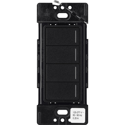 Lutron RadioRA 3 Sunnata RF Hybrid 4-Button Keypad, 120-277V, Midnight, RRST-HN4B-MN