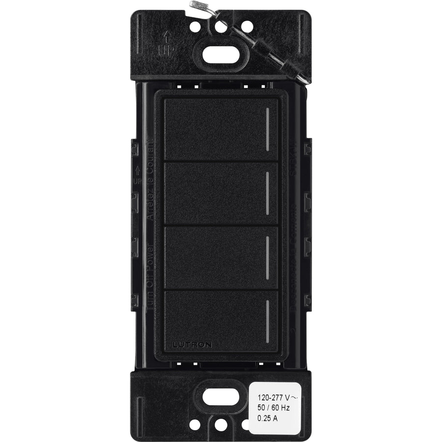 Lutron RadioRA 3 Sunnata RF Hybrid 4-Button Keypad, 120-277V, Midnight, RRST-HN4B-MN
