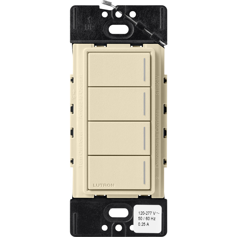 Lutron RadioRA 3 Sunnata RF Hybrid 4-Button Keypad, 150W LED, Sand, RRST-HN4B-SD