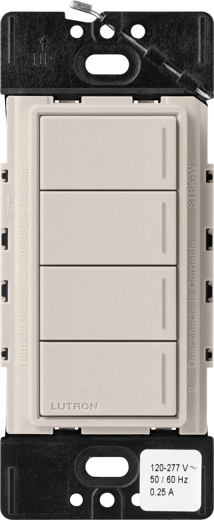 Lutron RadioRA 3 Sunnata RF Hybrid 4-Button Keypad, 150W LED, Taupe, RRST-HN4B-TP