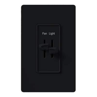Lutron Skylark Dual Fan/Light Control, 300W, 120V, Fully Variable, Black, S2-LF-BL