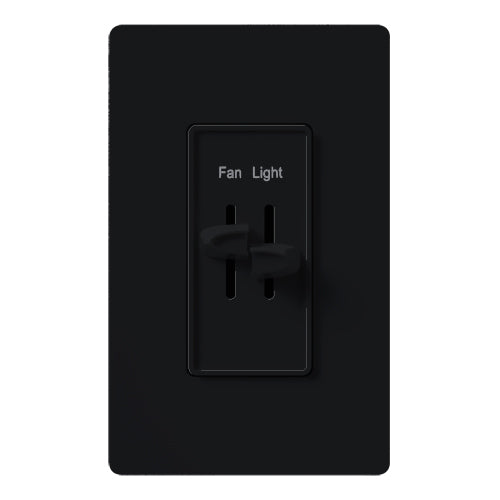 Lutron Skylark Dual Fan/Light Control, 300W, 120V, Fully Variable, Black, S2-LF-BL