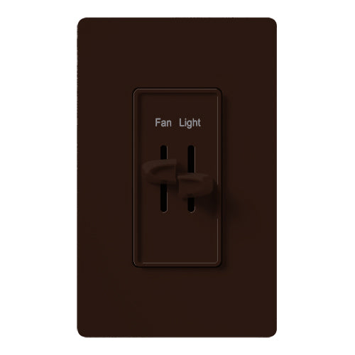 Lutron Skylark Dual Fan/Light Control, 300W, 120V, Fully Variable, Brown, S2-LF-BR