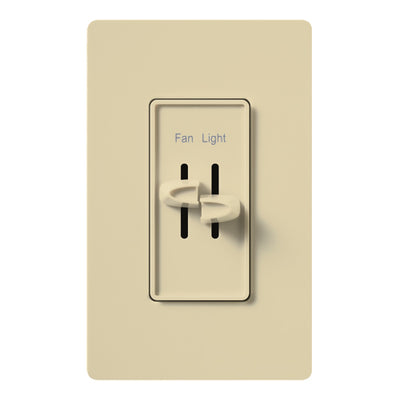 Lutron Skylark Dual Fan/Light Control, 300W, 120V, Fully Variable, Ivory, S2-LF-IV