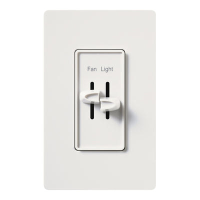 Lutron Skylark Dual Fan/Light Control, 300W, 120V, Fully Variable, White, S2-LF-WH