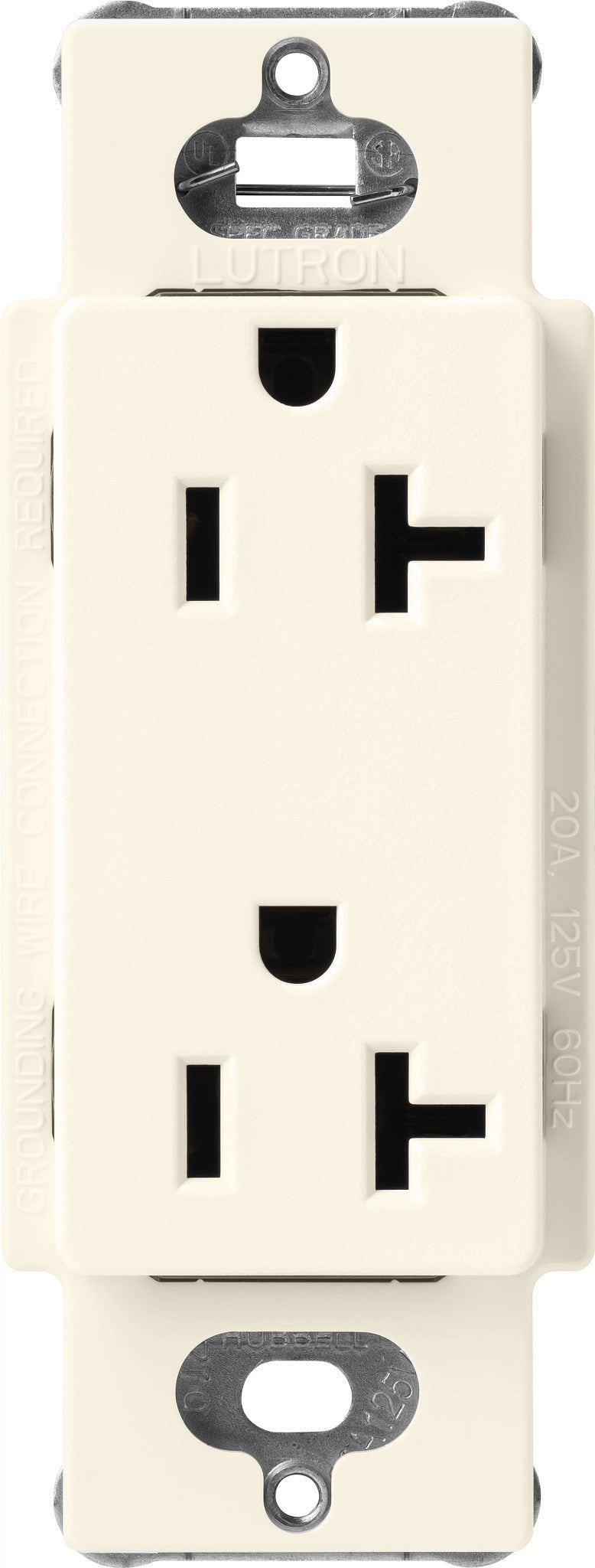 Lutron Claro Duplex Outlet, 20A, 125V, Biscuit, SCR-20-BI