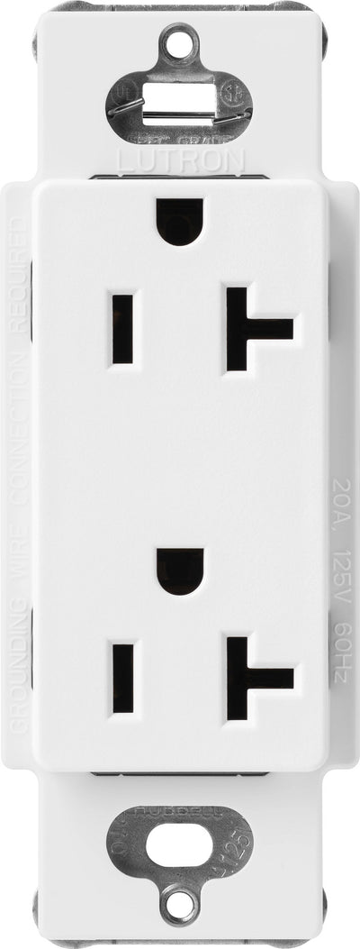 Lutron Claro 20 Amp Duplex Outlet, Snow, SCR-20-SW