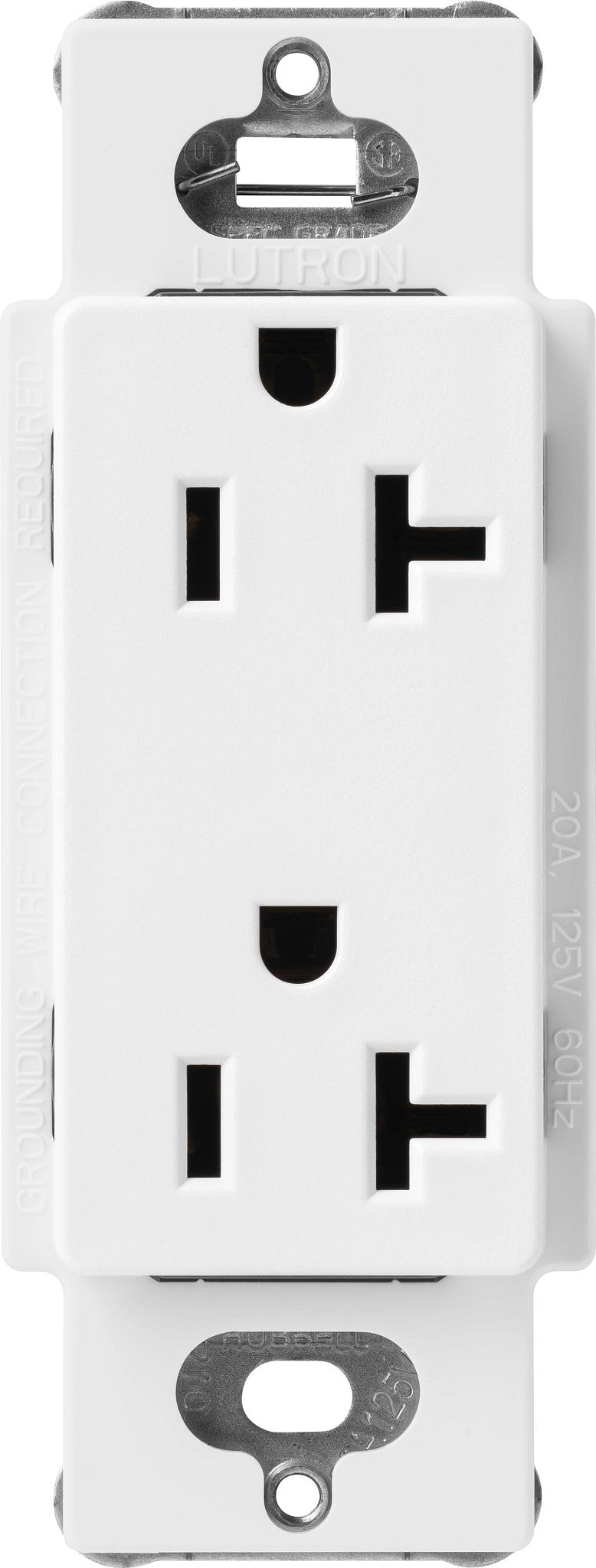 Lutron Claro 20 Amp Duplex Outlet, Snow, SCR-20-SW