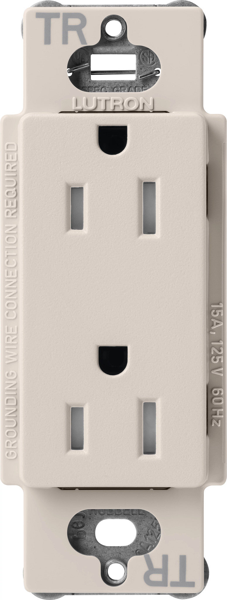 Lutron Claro Tamper-Resistant Duplex Receptacle, 15A, 125V, Taupe, SCRS-15-TR-TP