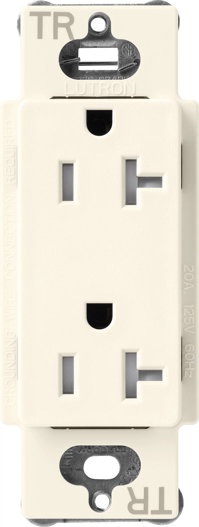 Lutron Claro Tamper-Resistant Duplex Receptacle, 20A, 125V, Biscuit, SCRS-20-TR-BI
