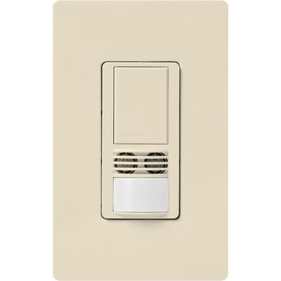 Lutron Maestro Dual Technology Vacancy Sensor Switch, XCT Technology, 180° Coverage, Light Almond, WMS-A102-V-LA
