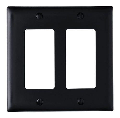 Wattstopper Thermoplastic 2-Gang Decorator Wall Plate, Black, TP262BKCC12