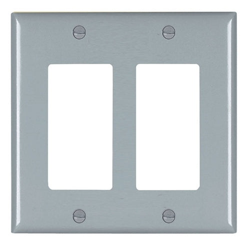 Wattstopper Thermoplastic 2-Gang Decorator Wall Plate, Gray, TP262GRYCC12