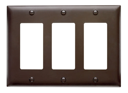 Wattstopper Thermoplastic 3-Gang Decorator Wall Plate, Brown, TP263