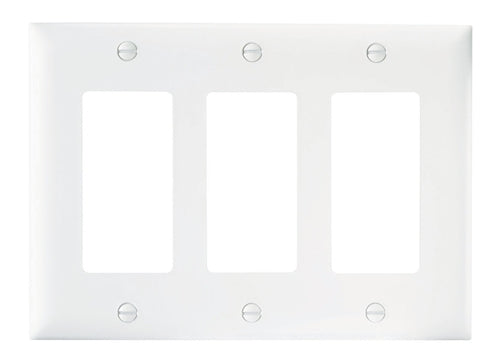 Wattstopper Thermoplastic 3-Gang Decorator Wall Plate, White, TP263W
