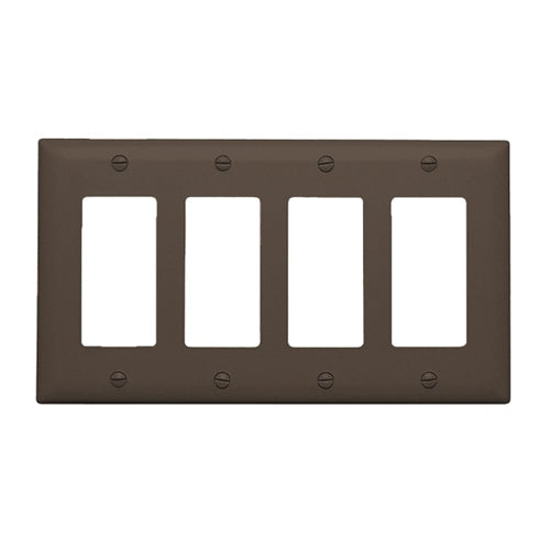 Wattstopper Thermoplastic 4-Gang Decorator Wall Plate, Brown, TP264