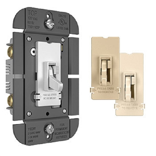 Wattstopper Toggle Slide Dimmer Incandescent Single Pole/3-Way, 1100WTri-Color, TSD1103PTC