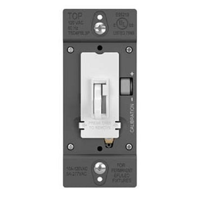 Wattstopper 0-10V Fluorescent/ LED Single Pole/3-Way Toddle Slide Dimmer, Preset, White, TSD4FBL3PW