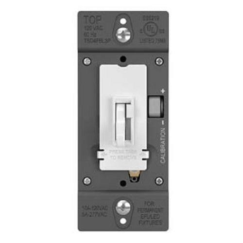 Wattstopper 0-10V Fluorescent/ LED Single Pole/3-Way Toddle Slide Dimmer, Preset, White, TSD4FBL3PW