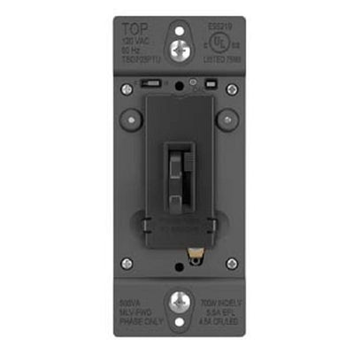 Wattstopper Trademaster 450W Tru-Universal Singple Pole/ 3-Way Toggle Slide Dimmer, Preset, Black, TSD703PTUBK
