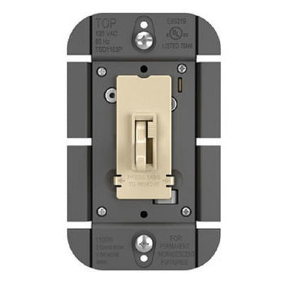 Wattstopper 3W 8A Fluorescent Single Pole/ 3-Way Toggle Fluorescent Toggle Slide Dimmer, Ivory, TSDFB83PI
