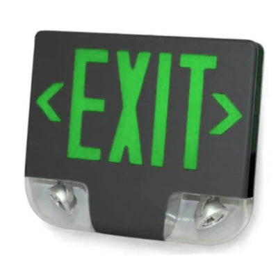 Westgate XT LED Adjustable Head Exit Emergency Combo - Green Letters - Black Trim - Battery Backup - 120-277V, XT-C-ADJ-3GBBEM