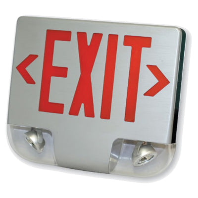 Westgate XT LED Adjustable Head Exit Emergency Combo - Red Letters - Aluminum Trim - Battery Backup - 120-277V, XT-C-ADJ-3RAAEM