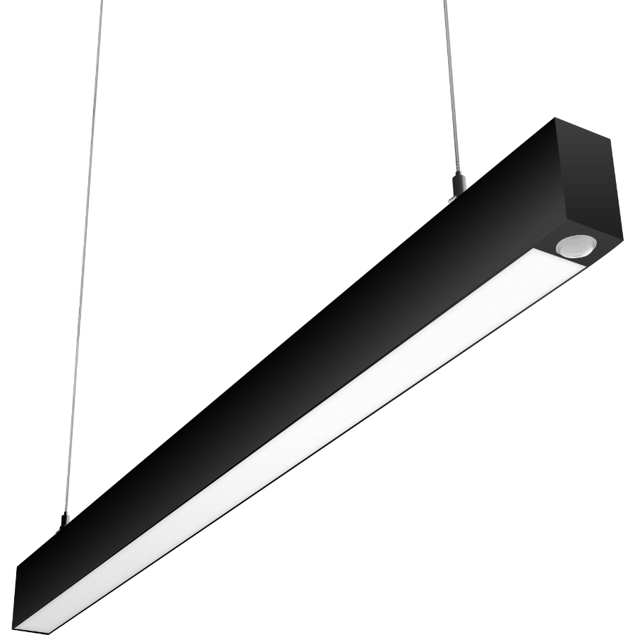 RAB Lighting BOA 3' Pendant Downlight, 30/21/18/15/8W, CCT Selectable, Occupancy Sensor, Flat Lens, Black, BOA3PB/MVS